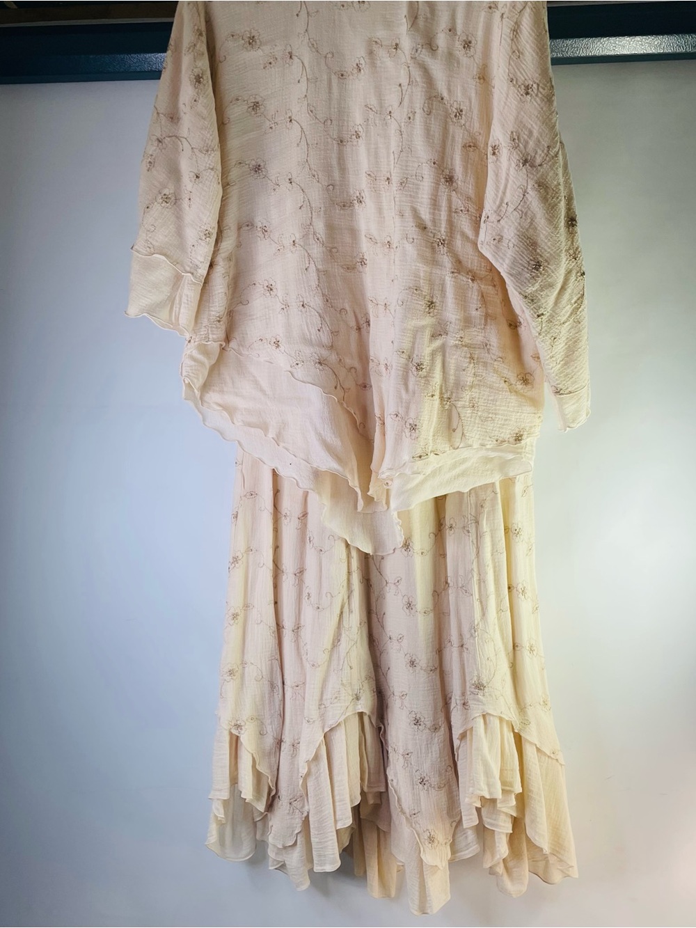 Color Me Cotton Tiered Maxi Top & Skirt with Ruffled Hem 2 piece Boho Fairycore - Picture 11 of 16